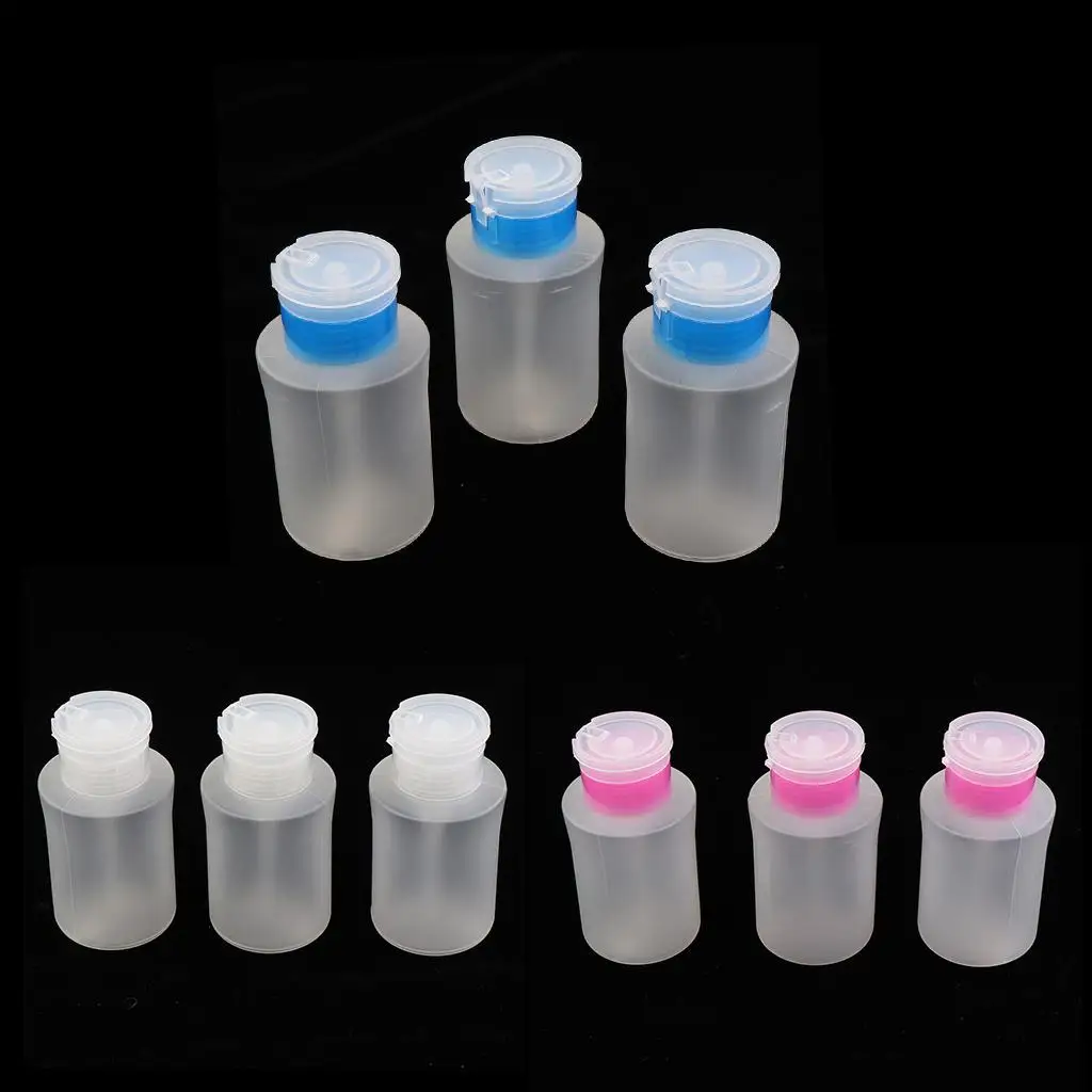 3pcs 180ml Empty Pump Bottles for Nail Remover, , Make Up Remover