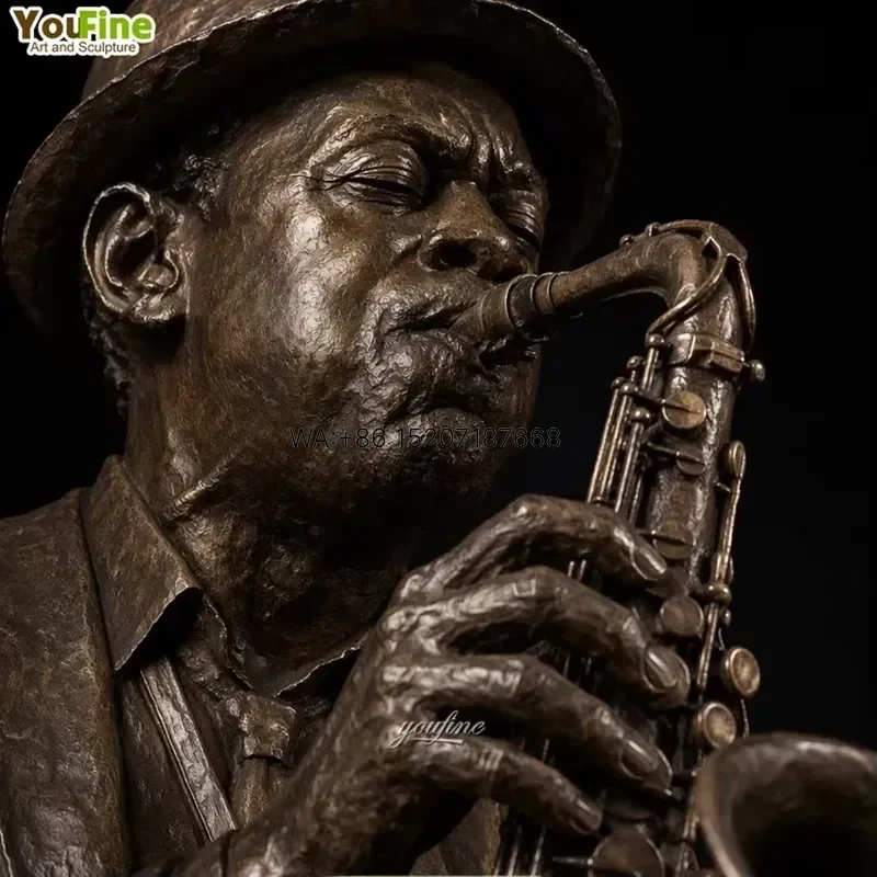 Wmwmnu Life Size Outdoor Park Garden Decor Bronze Casting Musician Saxophone Statue