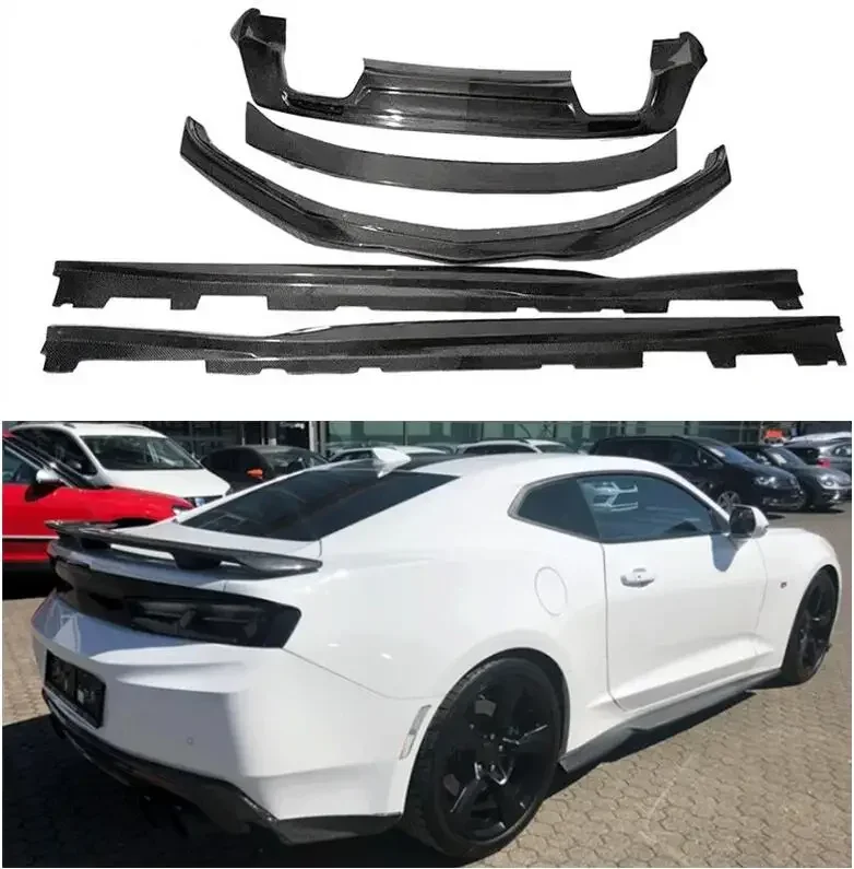 For Chevrolet Camaro 2016-2021 Real Carbon Fiber Car Bumper Front Lip Rear Diffuser Trunk Wing Spoiler Side Skirts Body Kit