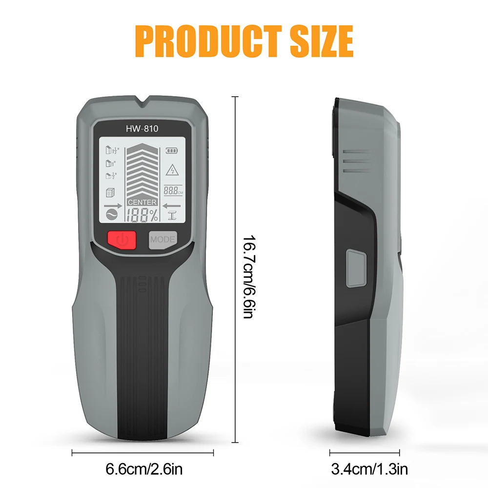 New Handheld Metal Detector Multifunctional Wall Stud Finders Wooden Pipes AC Wire Metal Depth Measurement Digital Wall Scanner