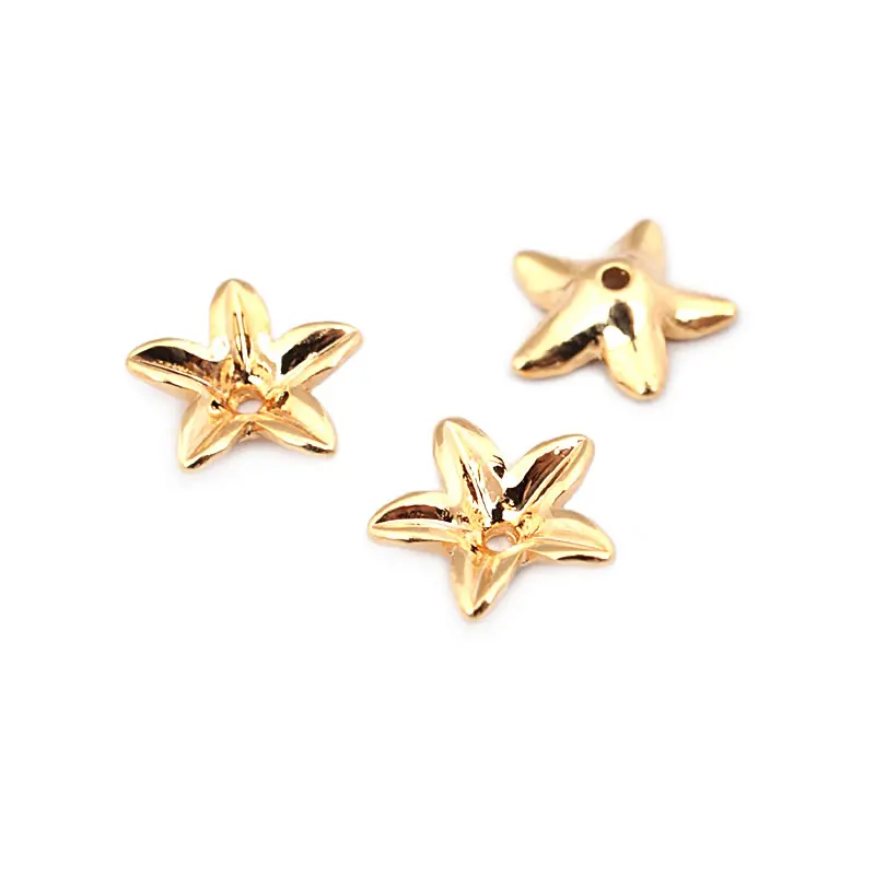 18K Gold Color Brass Snowflake Beads Caps High Quality Diy Accessories Jewellery Making Materials Rosediy Official Store