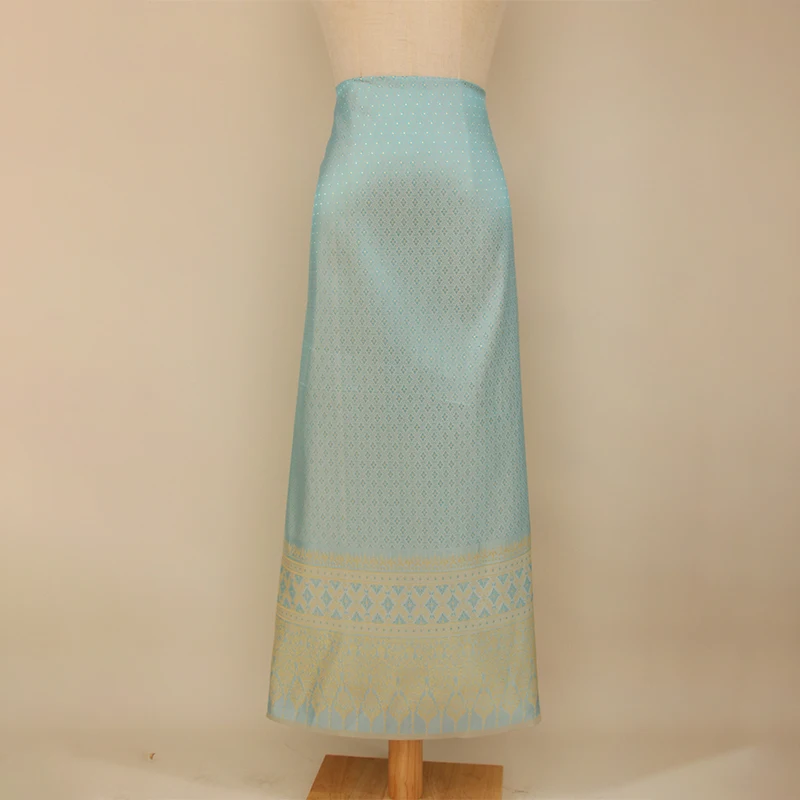 Tela Jacquard de estilo étnico del sudeste asiático, 50x100cm, tela de satén tejida con brocado de poliéster, falda tailandesa DIY, tela de vestido de tubo