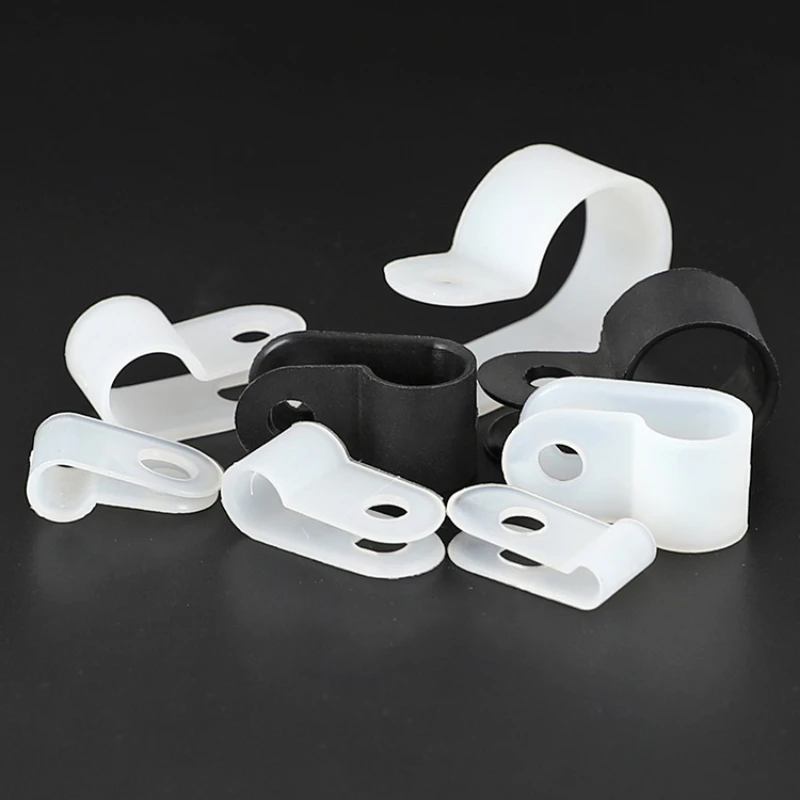 Clip di gestione dei cavi di tipo R in plastica morsetto per cavi in Nylon Clip di gestione dei cavi di bloccaggio