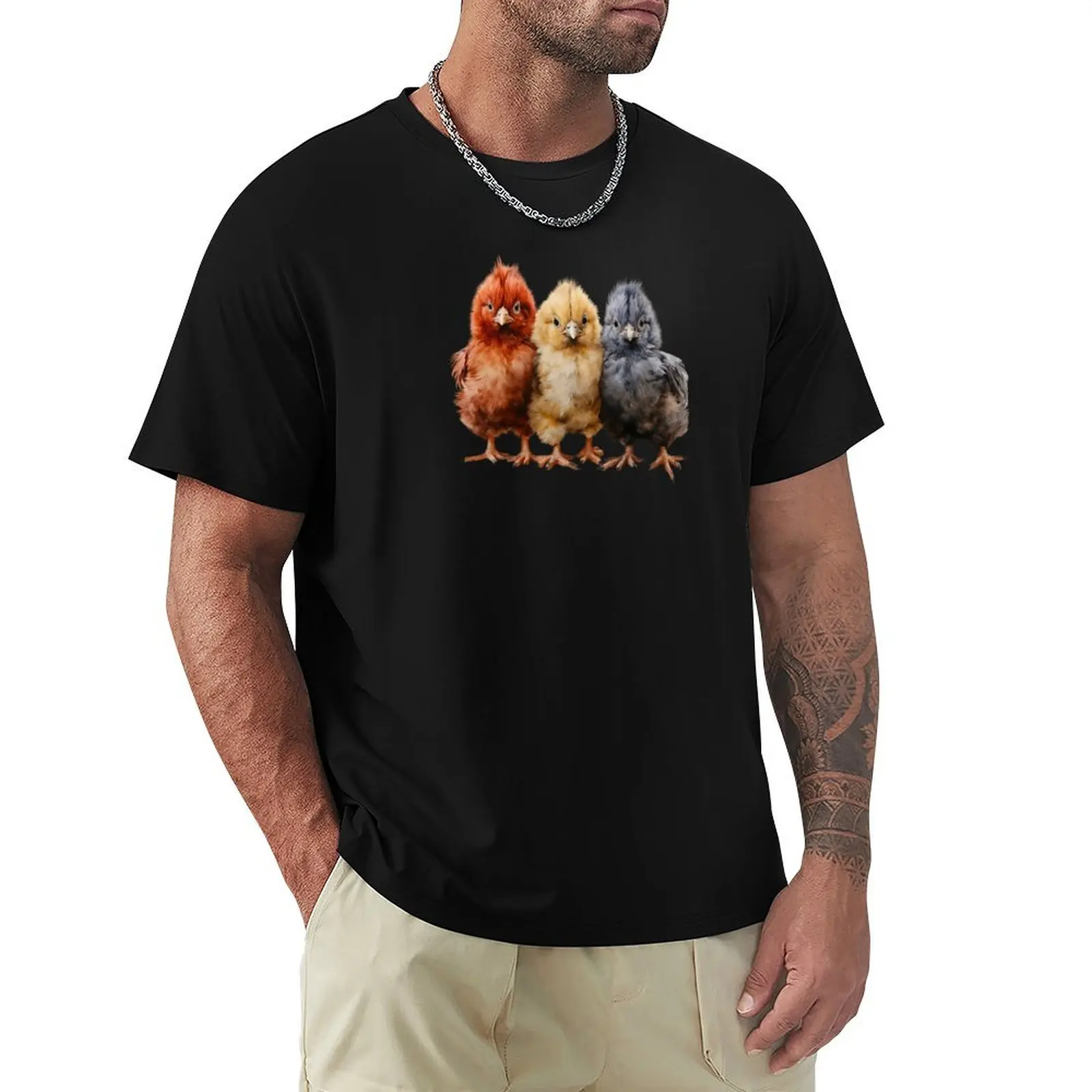 Vibrant Red, Yellow and Blue Baby Chicks T-Shirt Light Athletic Short Sleeve Tee Shirt
