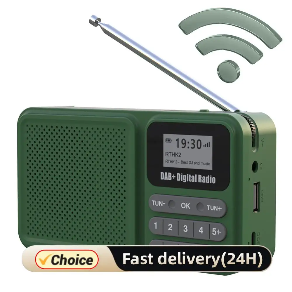 Radio DAB + Portable avec écran LCD, Bluetooth 5.0, FM, solaire/TYPE-C, 1200mAh, 40 préréglages, prend en charge la carte TF, disque U, lecture MP3