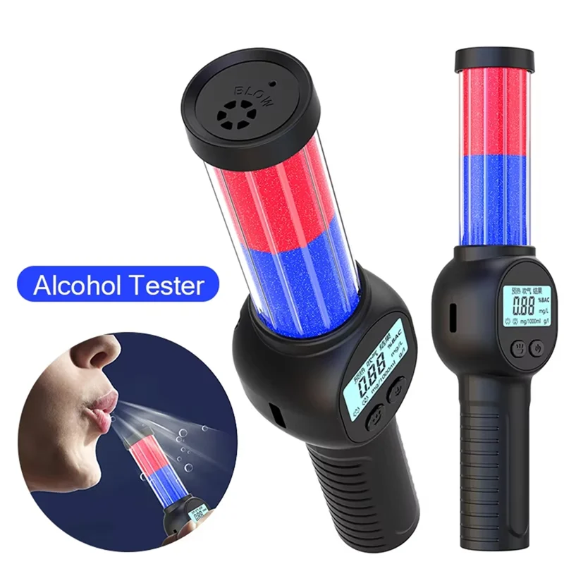 SUNRI-Handheld Digital Breathalyzer Rechargeable LCD Display Professional Alcohol Tester With LED Non-Contact Alcohol Detector
