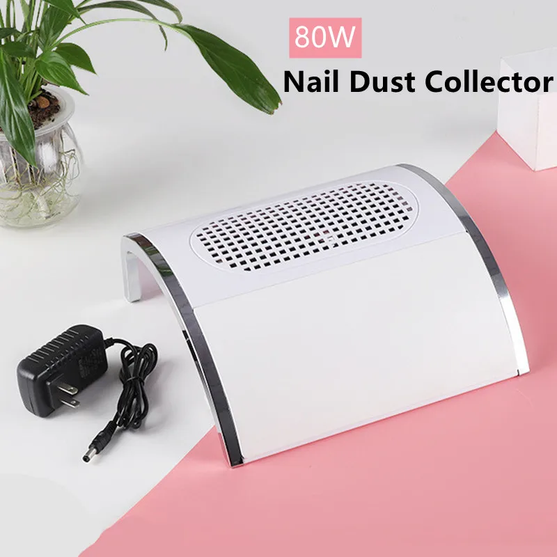 80W Nail Dust Collector With Two Fans Vacuum Cleaner Manicure Machine Tools Strong Power Nail Art Tool Nail Vacuum Cleaner