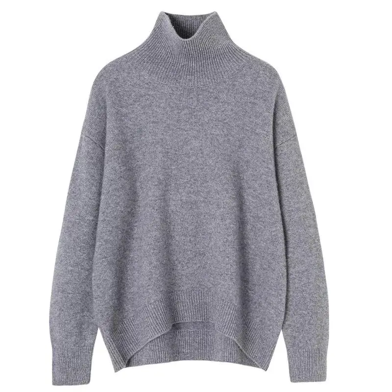 2024 Autumn and Winter New Thick Cashmere Sweater Women High Neck Pullover Sweater Warm Loose Knitted Base Sweater Jacket Tops