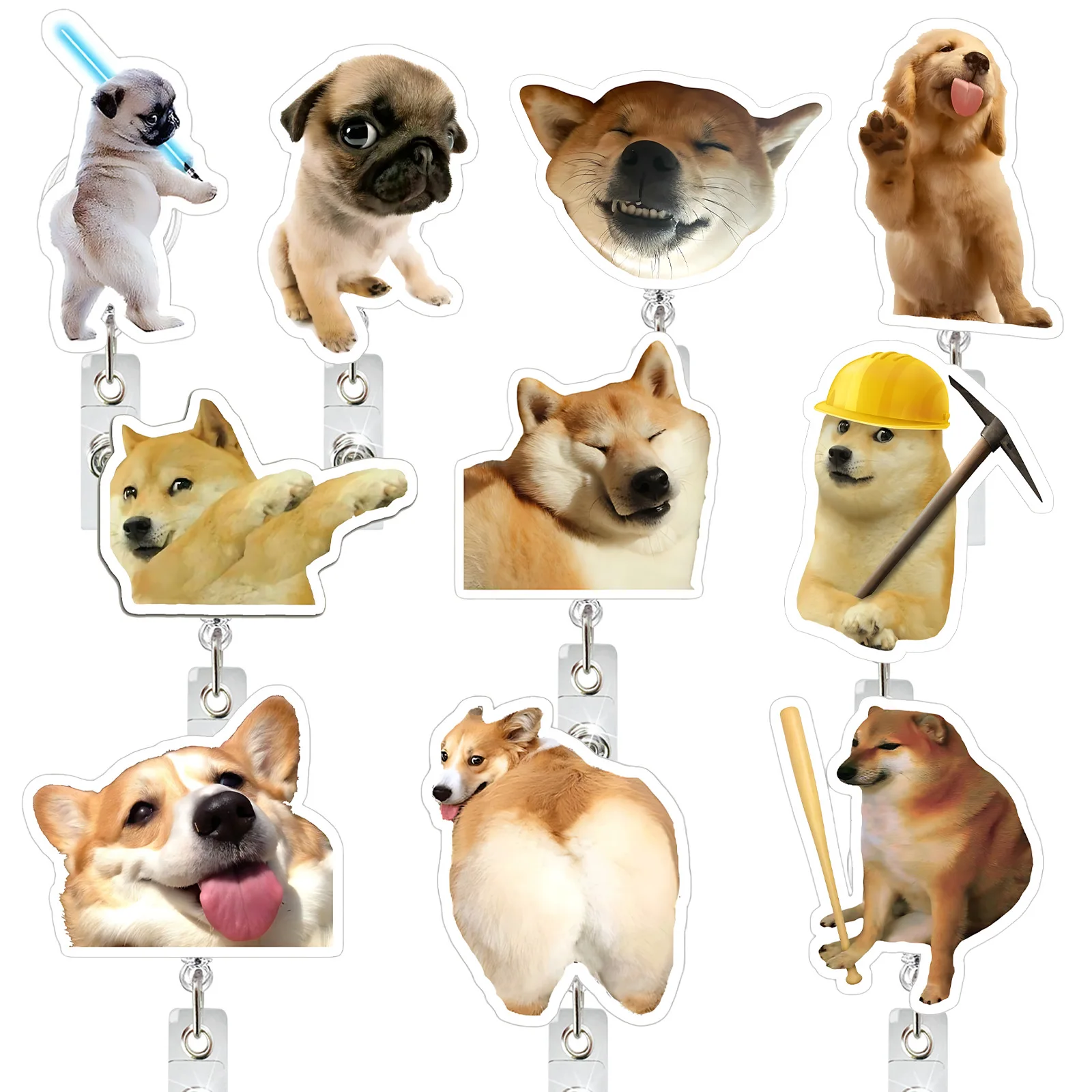 Image of 2026 Neues Design 1 Stück Lustiger Anime-Hund Haustier Ausziehbarer Ausweishalter Modischer Namensschildhalter für Studenten und Ärzte ID-Kartenhalter Schlüsselband