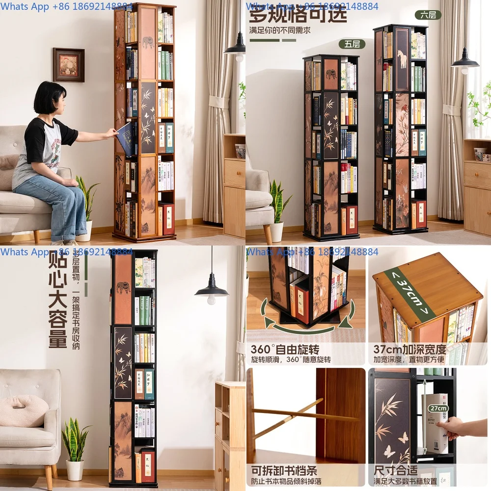 

Living Room Minimalist Rotating Bookshelf Floor Standing Luxury Style Book Display Shelf Wall Mounted Storage Rack