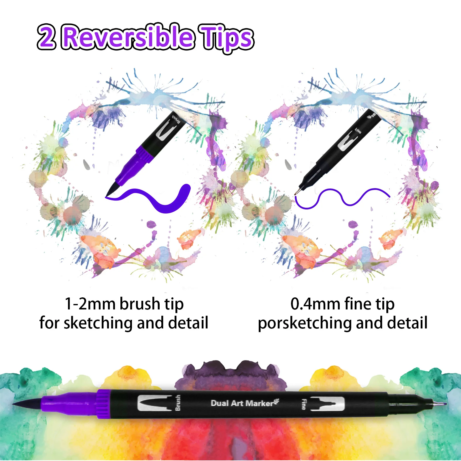 12/24/36/48 Colors Art Marker Dual Brush Pens Brush and Fine Tip Watercolor Drawing Painting Stationery Manga Supplies Set