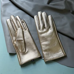 Guanto in pelle verniciata donna in vera pelle stile corto autunno inverno fodera in velluto caldo guanti da guida per il tempo libero