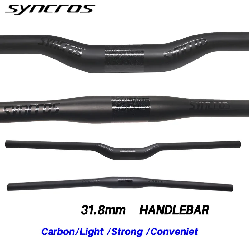 T1000 MTB Carbon Handlebar SYNCROS Mountain Bike Flat Horizontal Carbon Bicycle Handlebar MTB Bike Parts 31.8*580-780mm
