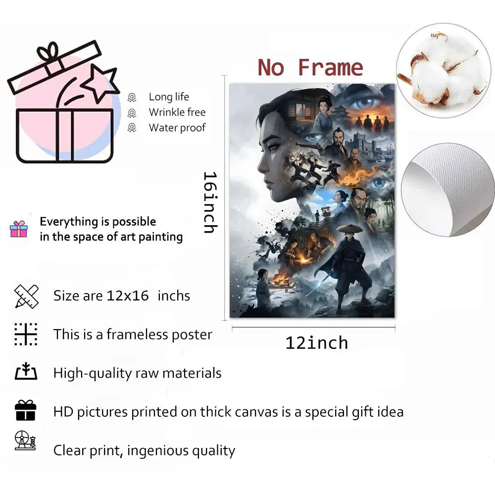 Animation Historical Drama Blue Eye Samurai Painting Calligraphy Canvas Wall Art Mural Living Room Canvas Decor Gifts