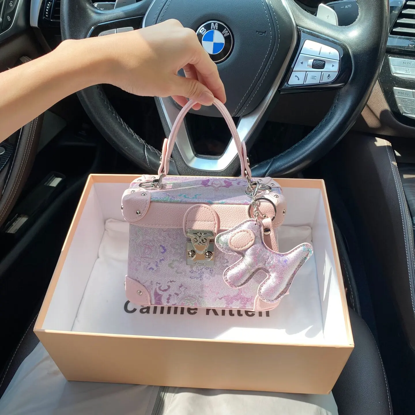 Sweet and Delicate Handheld Box Bag with Beautiful Embroidery Pattern and Pendant Decoration 2026 Women's Versatile Shoulder Bag