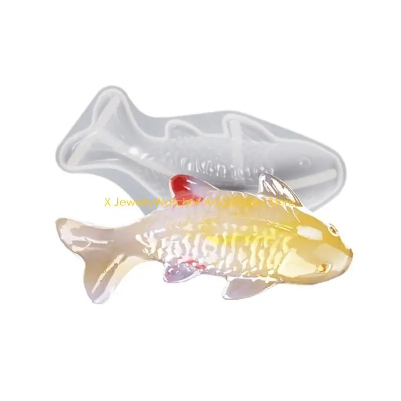 قالب سيليكون على شكل سمكة ذهبية 31KD قالب زينة على شكل جبس حيواني قالب شمعة قالب فندان