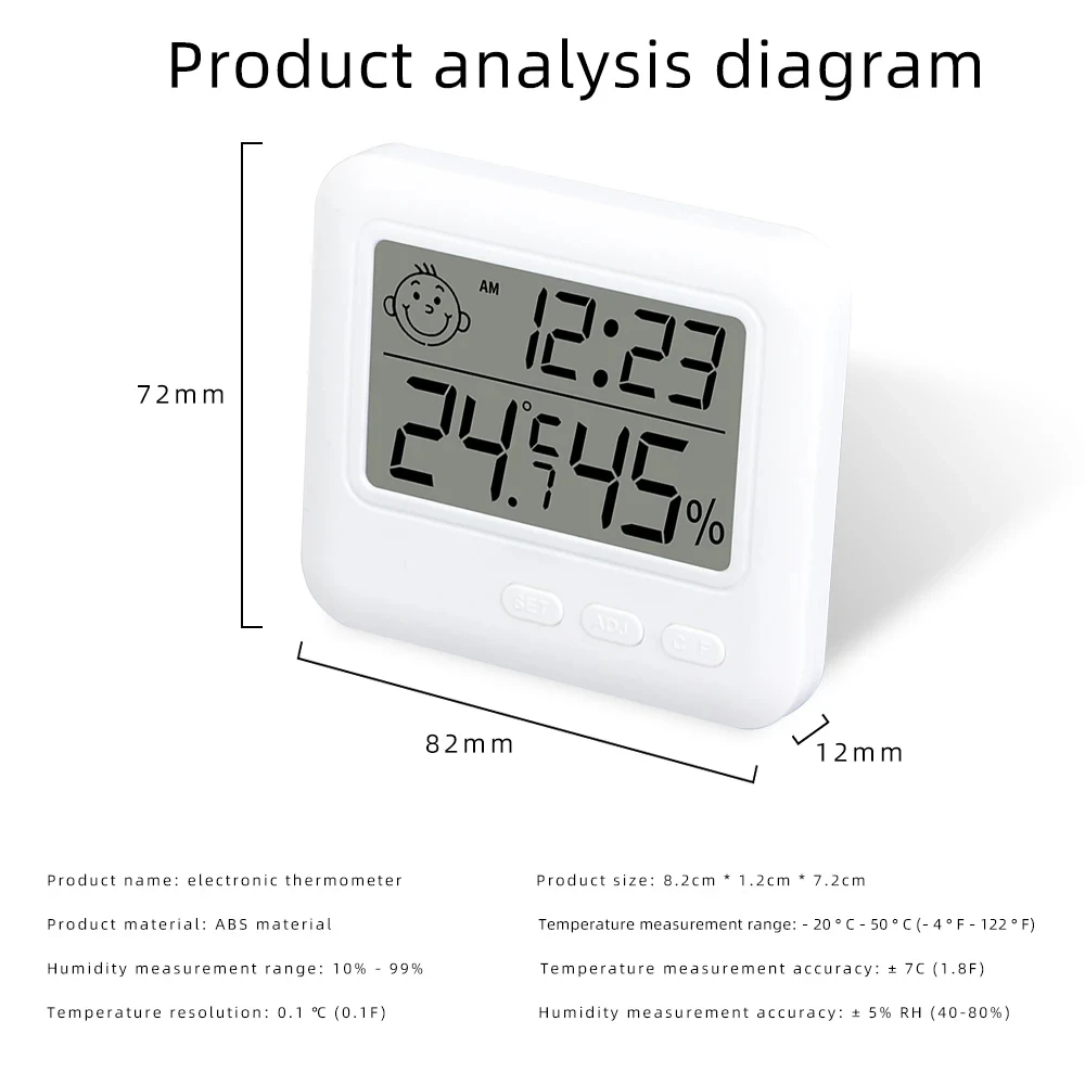 Multifunction Temperature Humidity Alarm Clock LCD Electronic Digital Thermometer Hygrometer Weather Station For Home