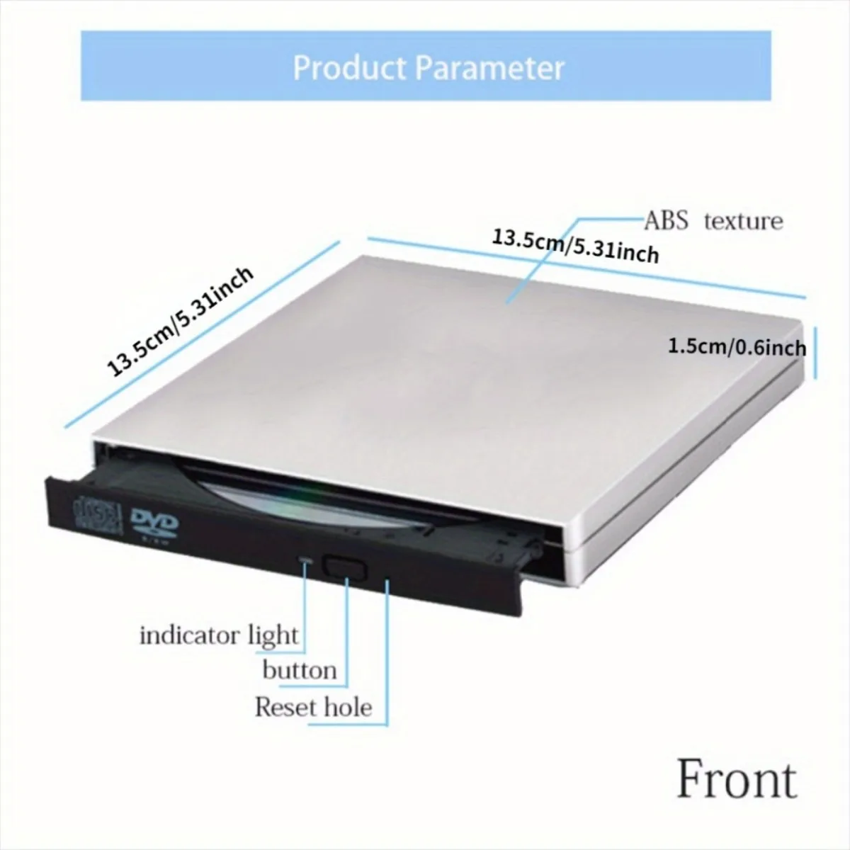محرك أقراص DVD خارجي مدمج USB 3.0 - توصيل وتشغيل محمول رفيع للغاية (مشغل أقراص مضغوطة/موقد) لأجهزة الكمبيوتر المحمولة/سطح المكتب، أسود/فضي