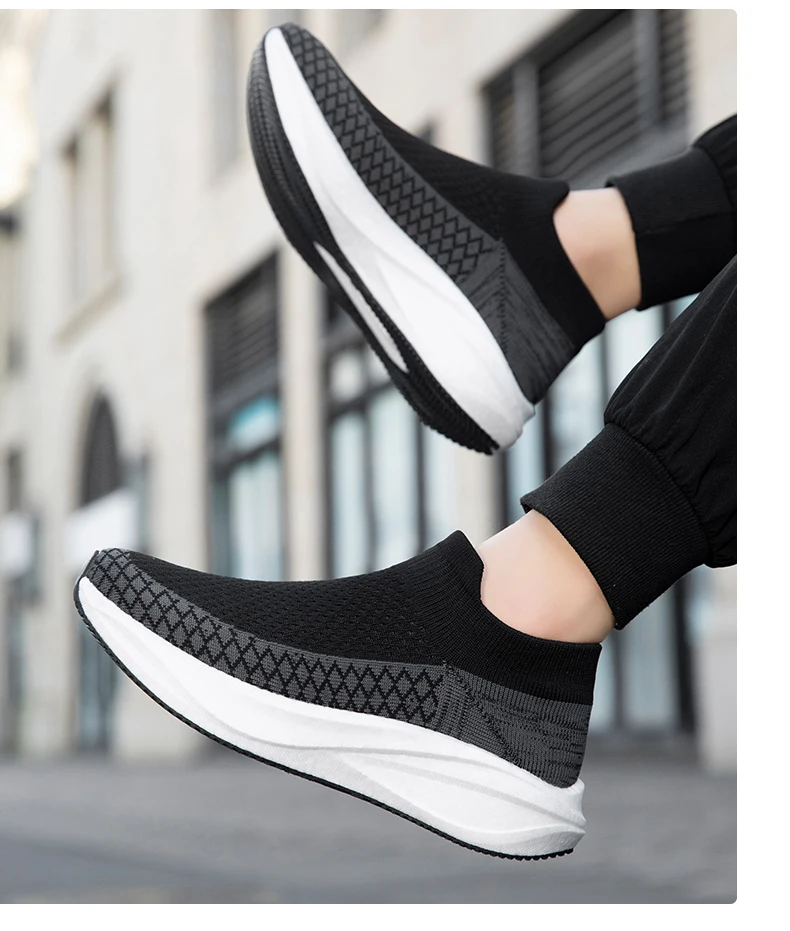 Unisex Real Boost Sneaker mit dicker Sohle, Stretch-Strick, atmungsaktiv, Übergrößen, stoßdämpfend, Sportschuhe, Laufschuhe für Damen und Herren – Detail 10