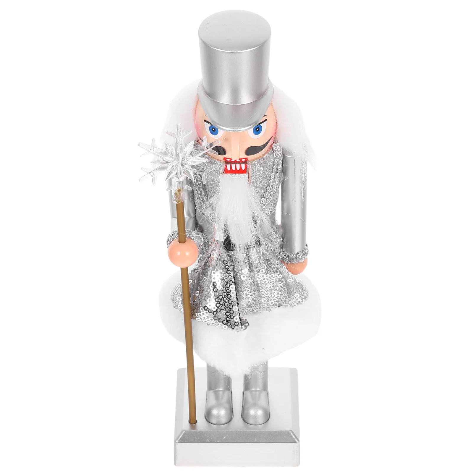 

Christmas Small Nutcracker Soldier Silver Pants Snowflake Nutcracker Figure Holiday Tabletop Xmas Decoration Ornament