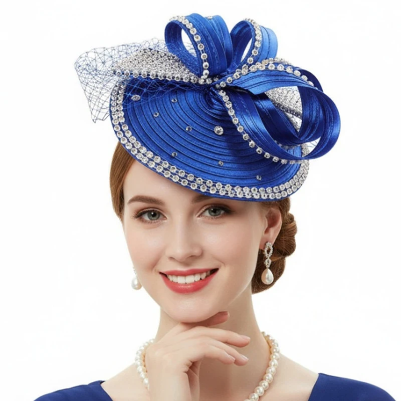 Neues Design Schleier Netting Perlen Fascinator Hut Qualität Party Derby Kirche Hut Damen Hochzeit Hut für Frauen Tanz Tägliche Dekoration – Detail 3
