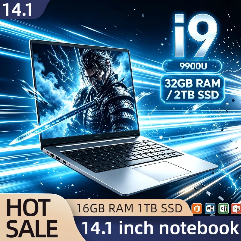 2026 NEW Pro Gaming Laptop 14.1 Inch Intel i9 9900 5GHz 32GB RAM 2TB SSD Ultra Slim Notebook 1920x1080 Office PC
