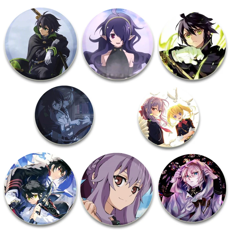 32/44/58mm Round Snap-in Brooches Seraph of The End Anime Pins Badges Fan Collection Accessories Jewelry Handmade Gifts