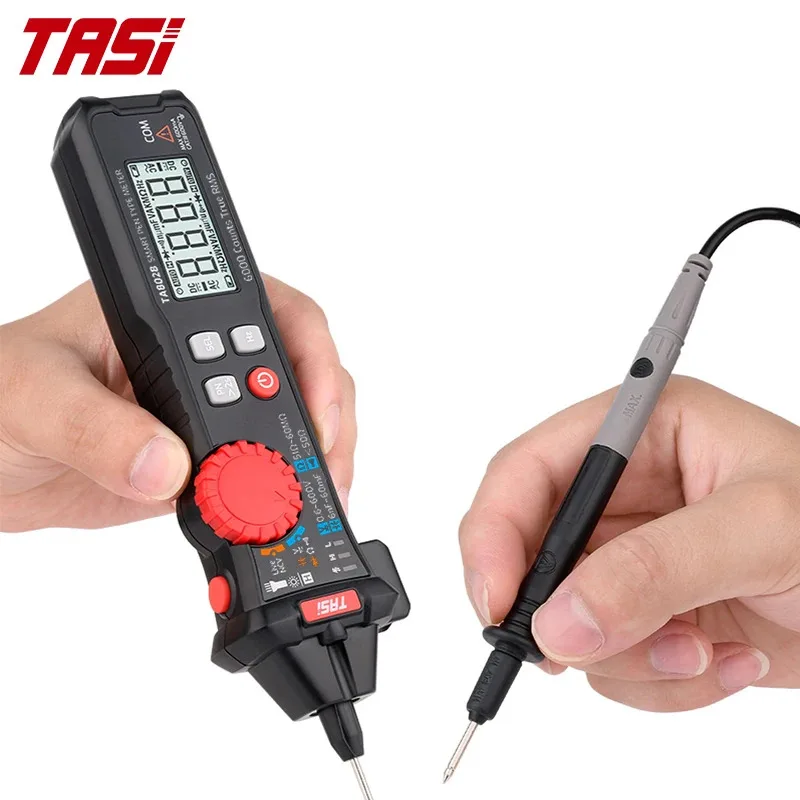 

LED IndicatorTASI TA802B Digital Pen Multimeter Non-Contact Smart Pocket Meter 0.1-60M Resistance 0.01% Accuracy Industrial Hous