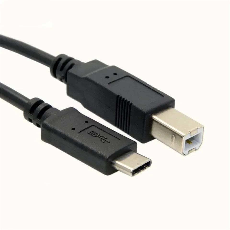 Cable de impresora USB B a USB C, cable de impresora tipo B a tipo C para piano digital Yamaha Casio, teclado MIDI, controlador DJ negro
