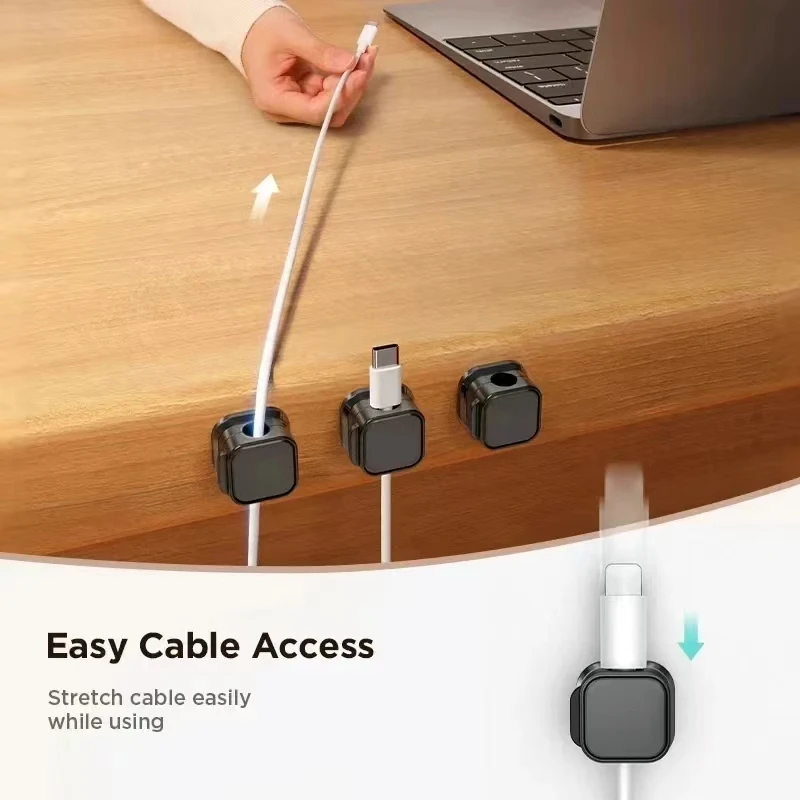 6/8/12PCS Magnetic Cable Clip Cable Smooth Adjustable Cord Holder Under Desk Cable Management Wire Keeper Cable Organizer Holder