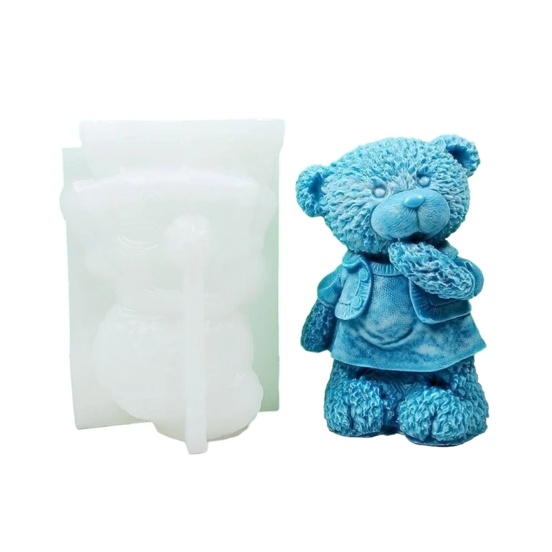 

Bear Ornaments Dripping Glue Mold Diy Gypsum Ornaments Aromatherapy Candle 3d Stereo Standing Bear Candle Silicone Mold