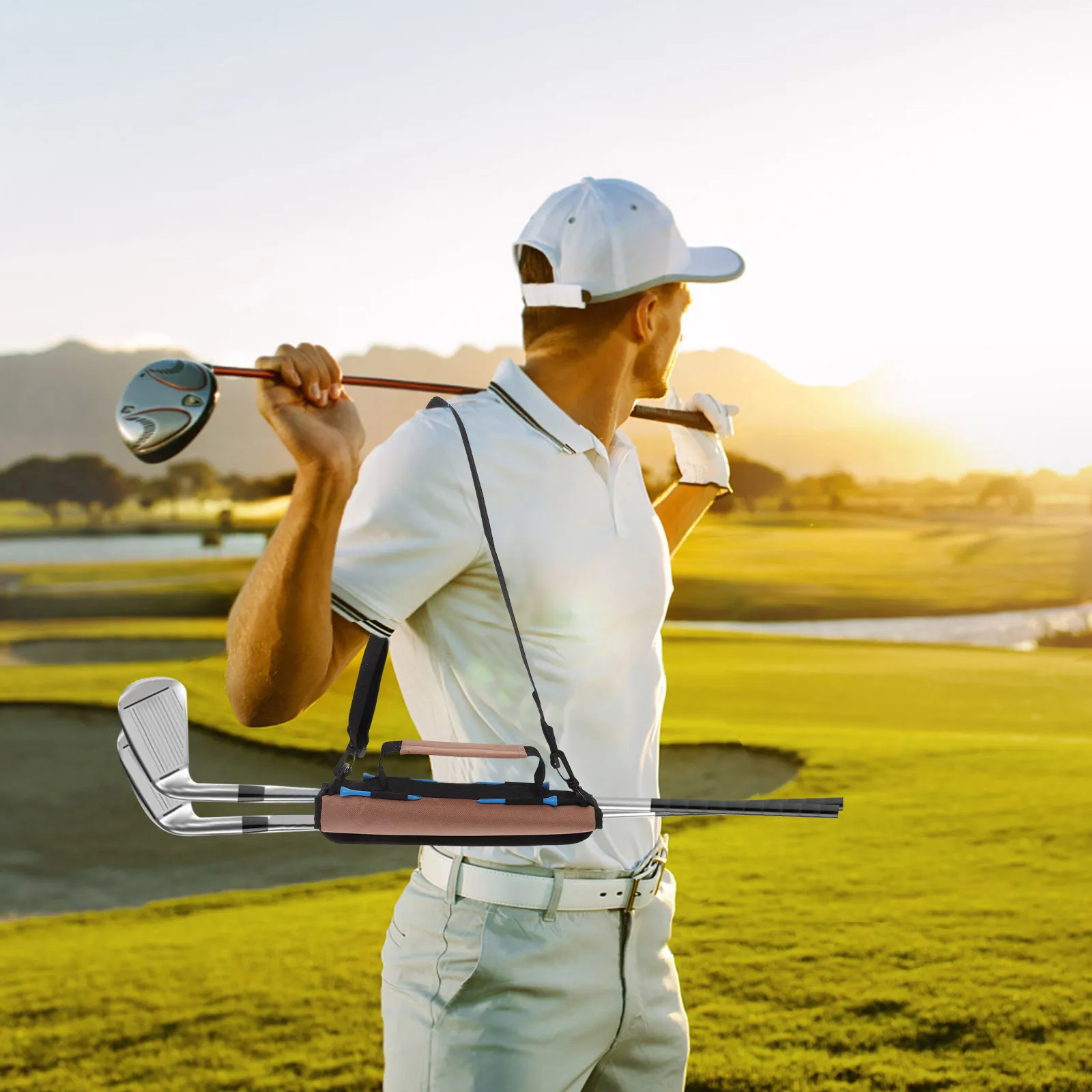 

Portable Golf Club Bag Nylon Waterproof Travel Organizer Lightweight Carry Case for Golfers Multi-Use Club Carrier Outdoor