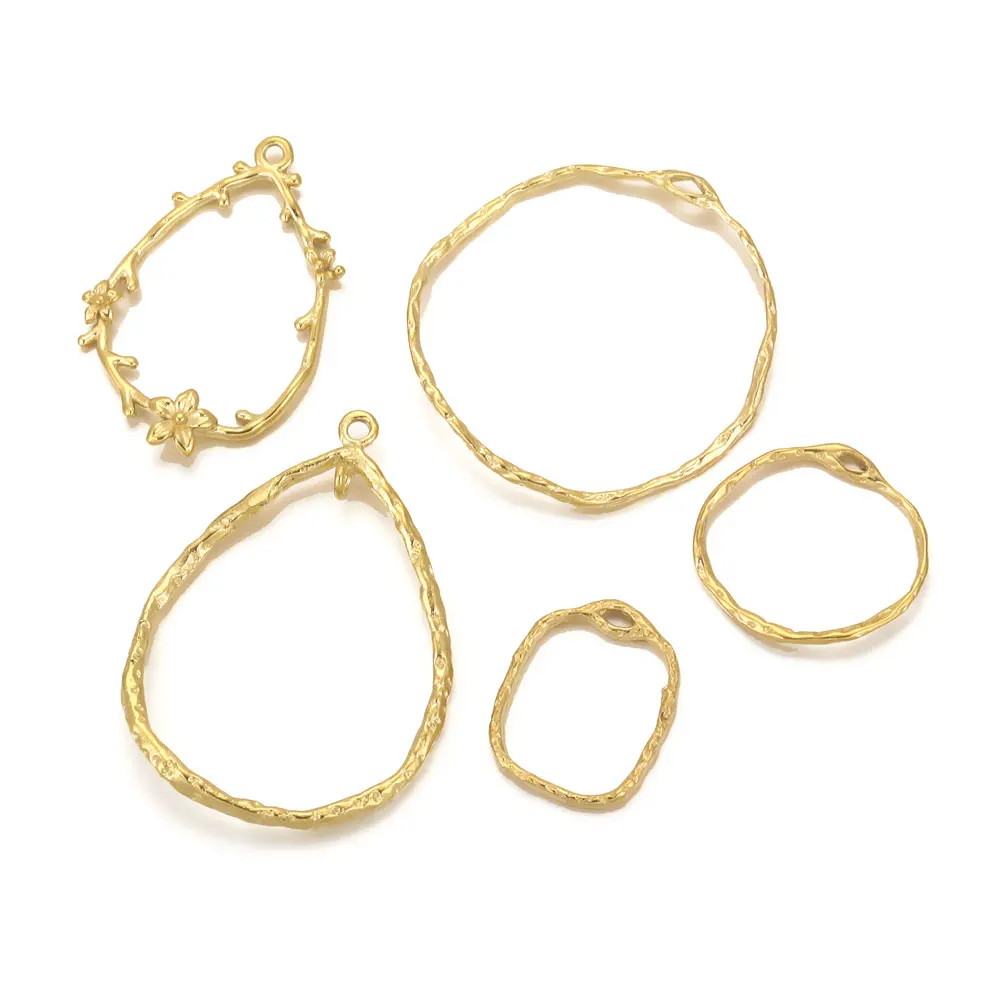 4 szt. Charms ze stali nierdzewnej 316L do kolczyków ramka Bezel wisiorek podstawa złącza dla majsterkowiczów akcesoria do wyrobu biżuterii komponenty