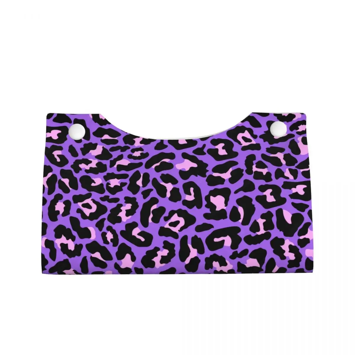 Custom Neon Purple And Pink Leopard Pattern Facial Tissue Box Cover Rectangular Animal Cheetah PU Leather Tissue Box Holder for