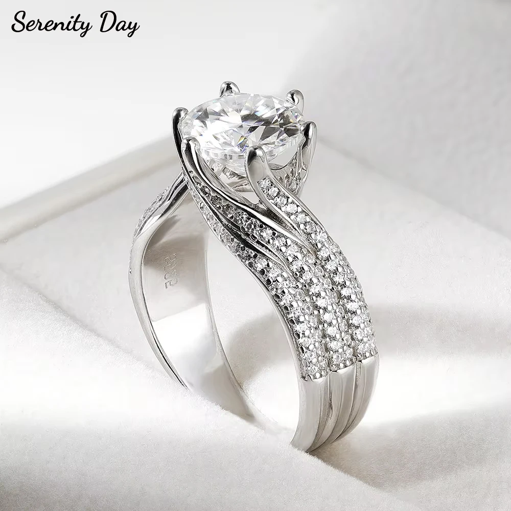 

Кольца Serenity 5 карат D цвета с муассанитом для женщин, свадебный подарок, 100% стерлинговое серебро 925 пробы, сверкающие лабораторные кольца с бриллиантами, ювелирные изделия