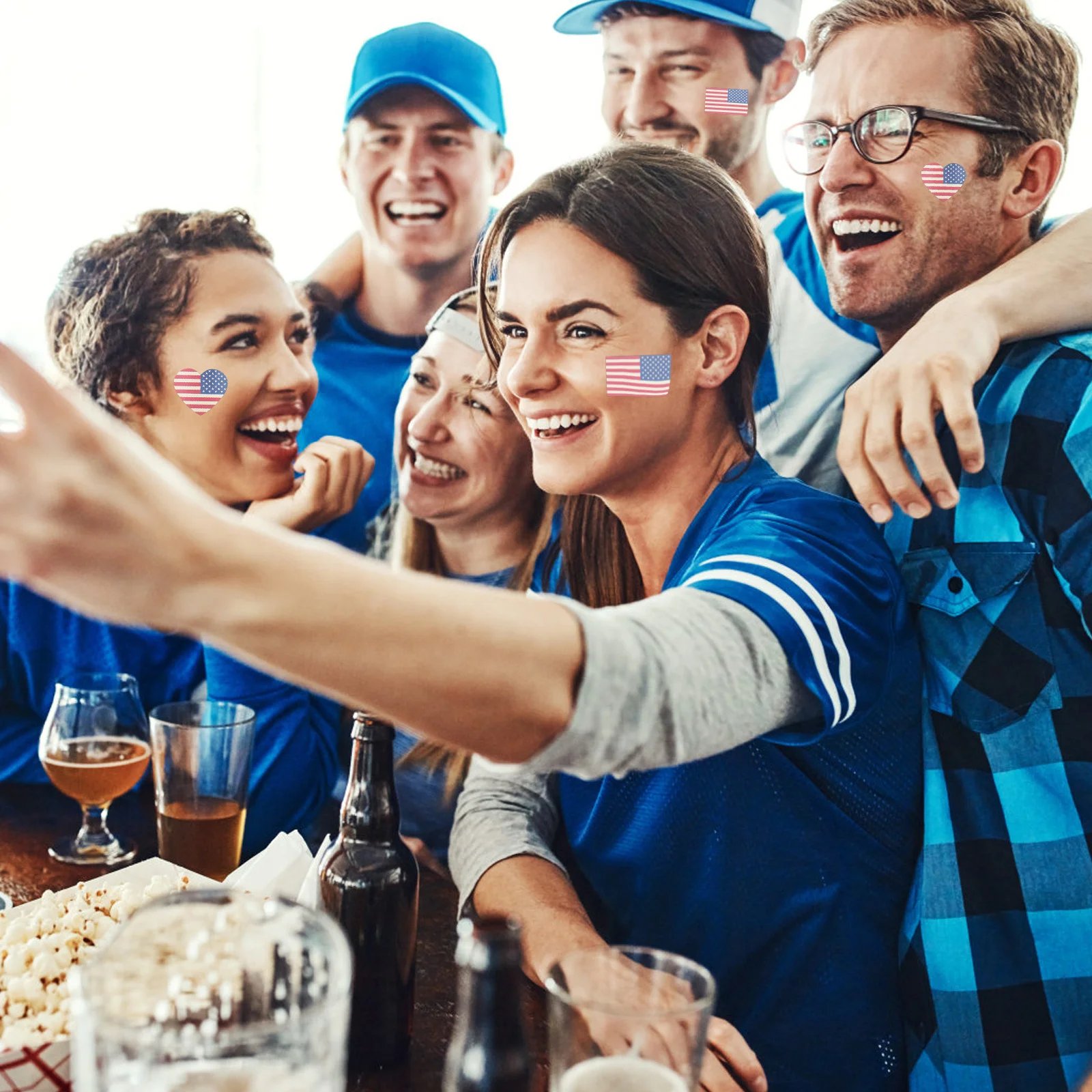 

25Pcs Independence Day Tattoos Stickers Patriotic American Flag Heart Shape Temporary Body Decals Party Festival Waterproof