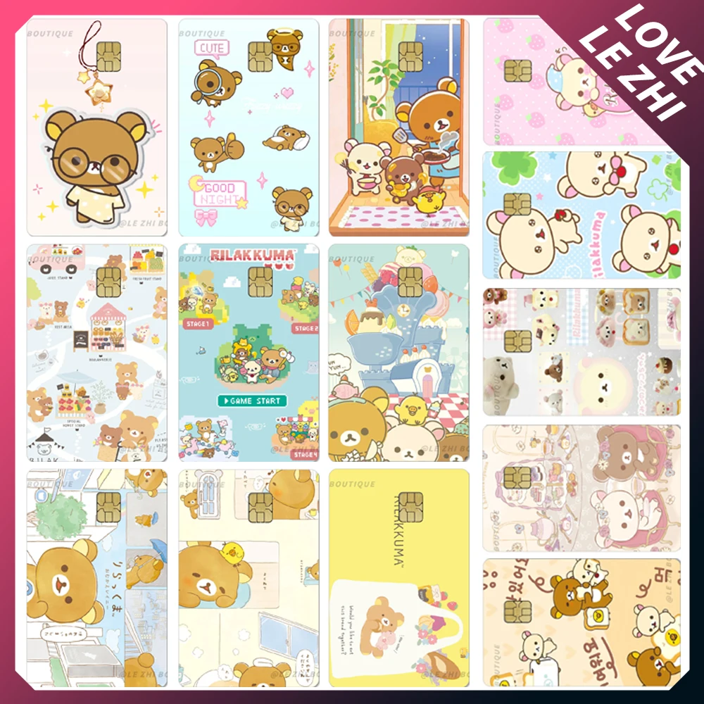 

Kawaii Rilakkuma Credit Card Debit Card Cover Skin Stickers Pvc Waterproof Small Chip Shining Rainbow Stars Love Sticker Gift