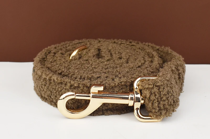 Teddy-Samt-Hundehalsband und Leinen-Set für kleine, mittelgroße und große Hunde, individuell graviertes Namensschild, Haustierzubehör, Hundeleine – Detail 3