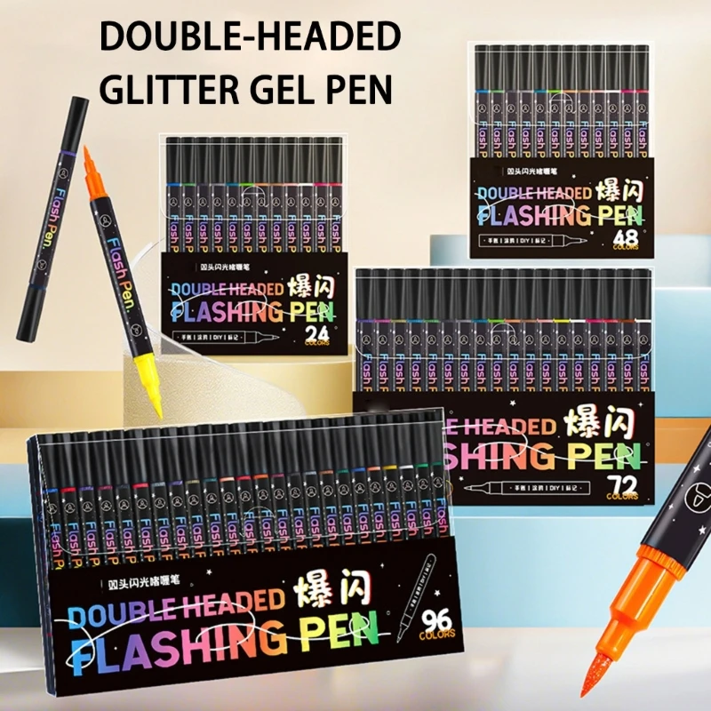 

Double Ended Flash Marker Set with Night Glow Feature Acrylic Marker Pen Set for School Office Use 896C