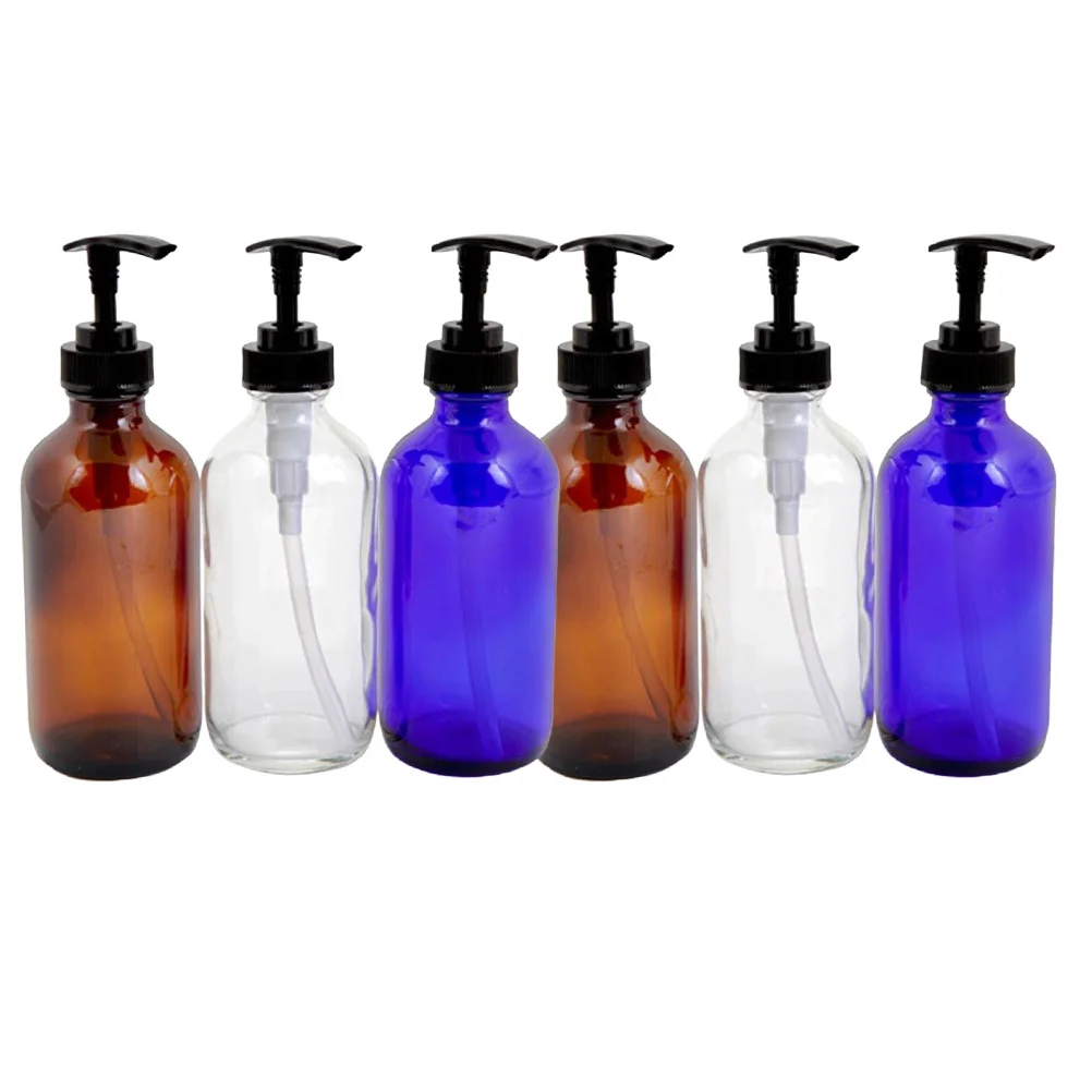 6 قطعة 230 مللي زجاجة مضخة الضغط فوهة ناعمة قابلة لإعادة الملء صديقة للبيئة المحمولة إكسسوارات السفر شفافة أزرق بني #1