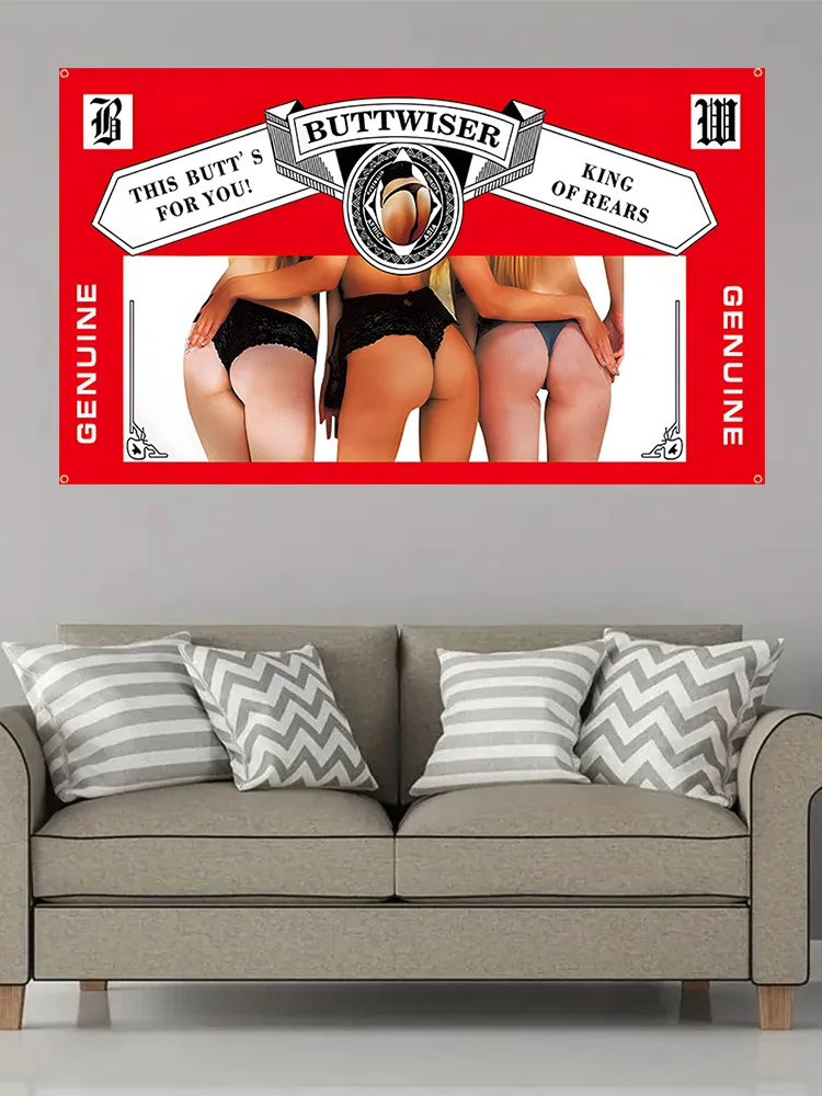 Man Cave Delight: Durable 3x5ft Humorous Butt Print Banner. Perfect for Outdoor Parties, Graduations & Oktoberfest