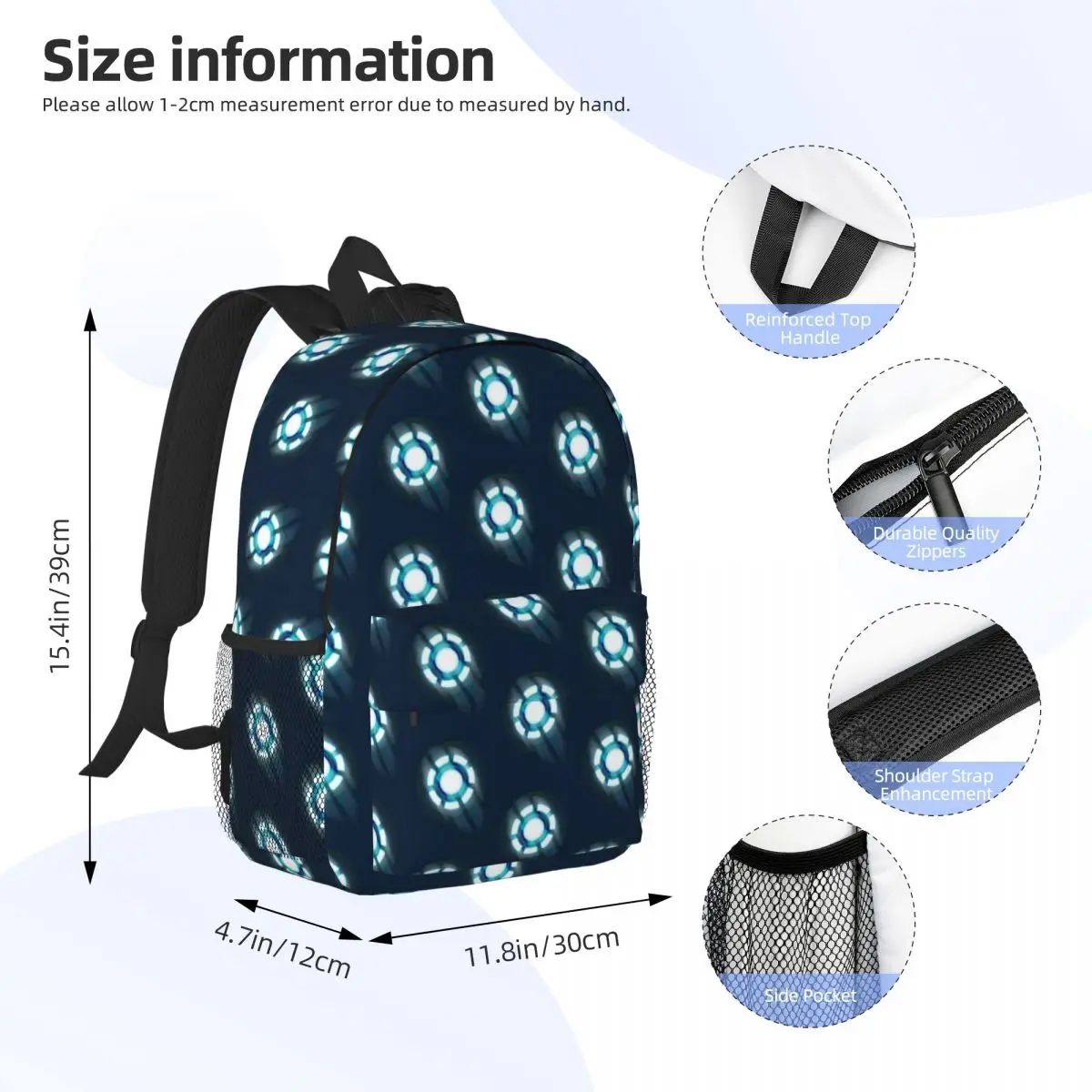 Iron Man 15-Inch Waterproof Backpack - Lightweight Travel Bag with Multiple Pockets for Organization