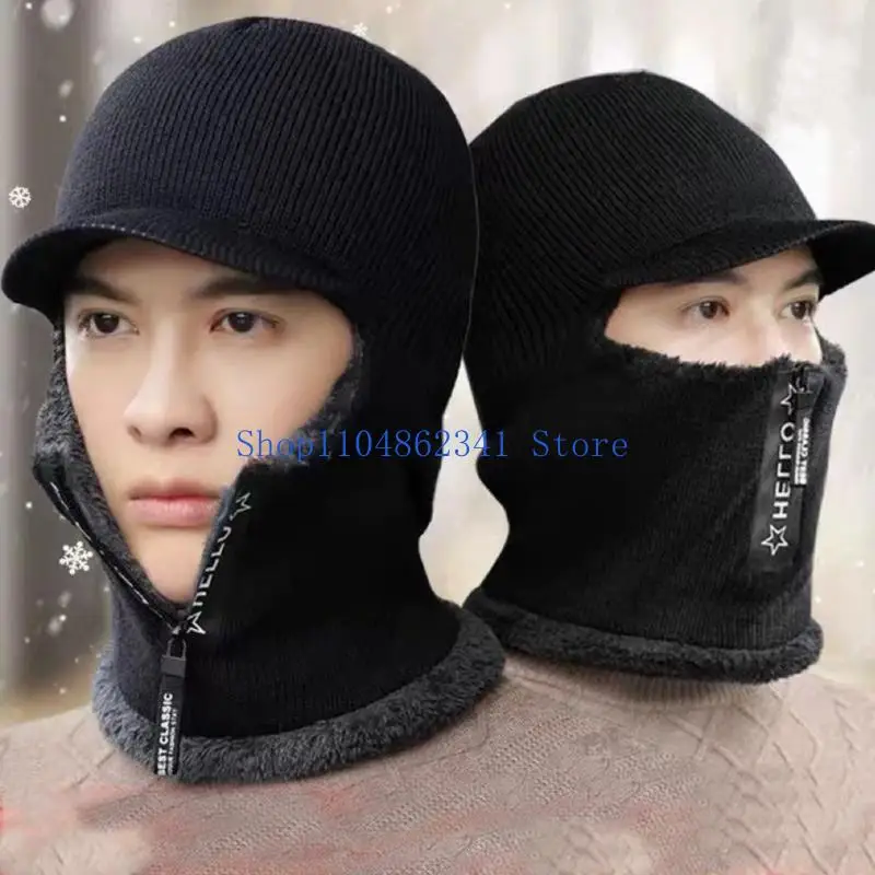 5asd ถักหมวกสวมหัวหน้ากากเล่นสกีขี่จักรยานหมวกที่มีคออุ่นอุ่น B eadwear