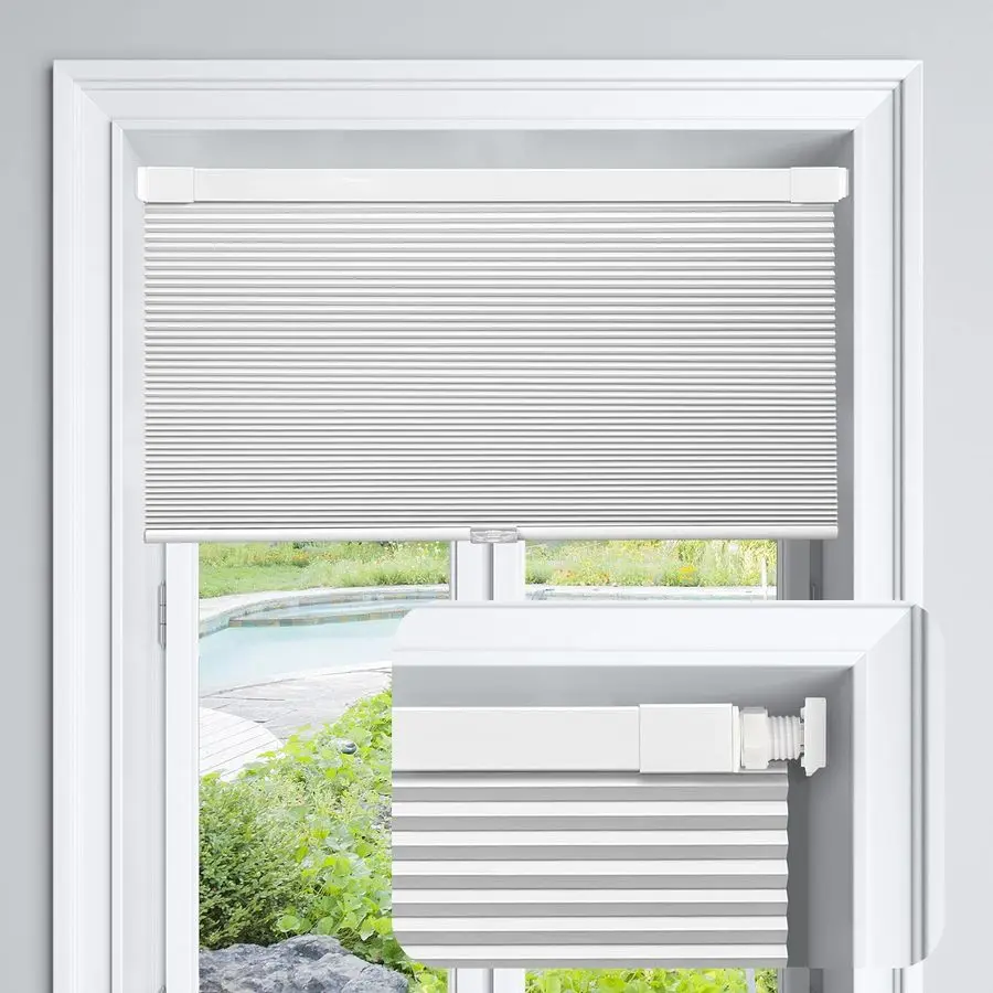 Cordless Cellular Shades, No Tools No Drill Blackout Honeycomb Shades Pleated