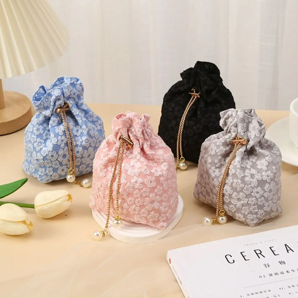 Pearl Flower Drawstring Bag Large Capacity Chain Festive Sugar Bag Jewerly Packing Bag Storage Bag Gift Packing Bag Wedding