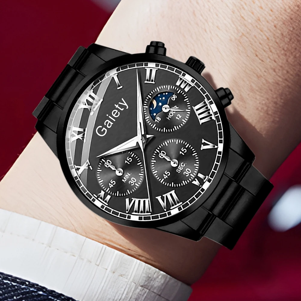 طقم ساعات رجالية مكون من 4 قطع، ساعة كوارتز بمقياس رقمي روماني، مناسبة للملابس اليومية، هدية مثالية #5