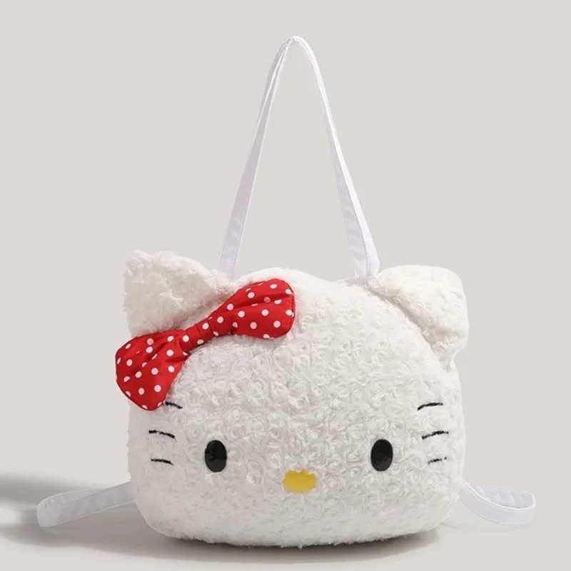 

Hello Kitty Plush Women Shoulder Bag Large Capacity Soft Cartoon Fluffy Cute Fashion Tote Bag Kawaii Plush Bags Casual Handbag