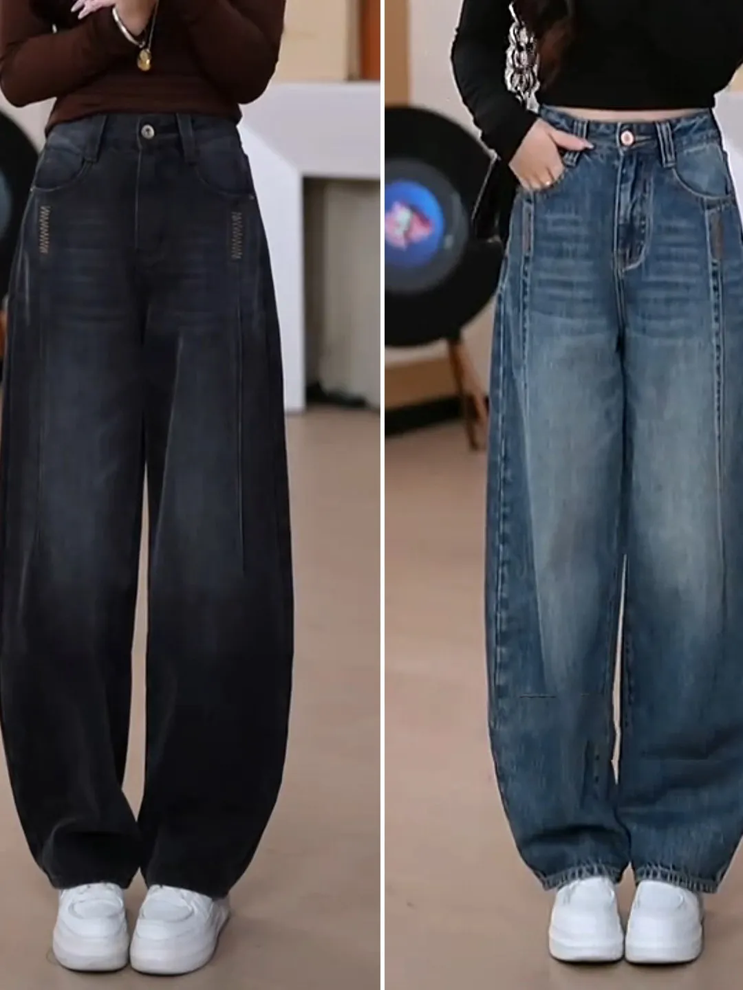 

High Waist Wide Leg Jeans Women's Spring Autumn New Style Knife Patchwork Embroidered Casual Slimming Loose Fit Jeans
