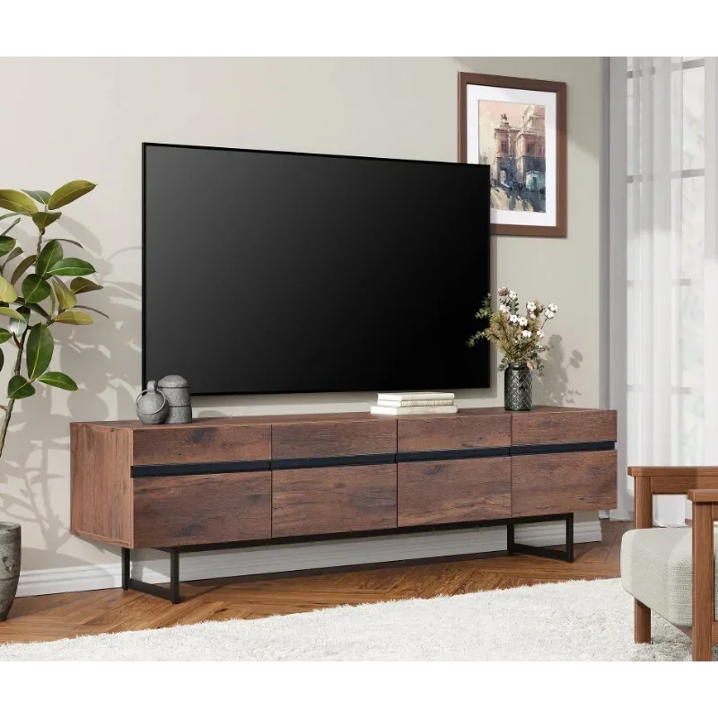 Mid-Century Modern TV Stand for TVs up to 75 inch Flat Screen Wood TV Console Media Cabinet with Storage