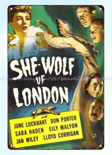 1946 She-Wolf of London horror movie poster metal tin sign metal reproductions